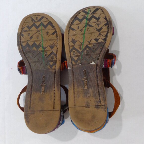 MINNIE TONKA Women's BOHO Brown Leather‎ Sandals Flats Aztec Fringe Size 6 - Picture 9 of 9